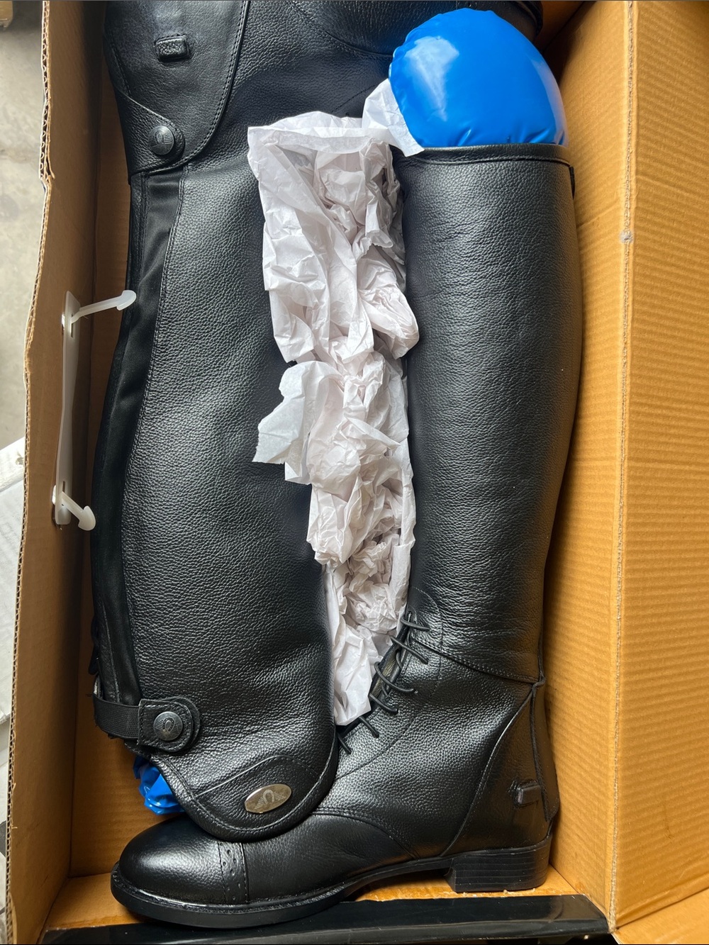 Black Tall Leather Riding Boots - Unbranded
